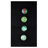 Set of Akro Agate Green Swirl Marbles