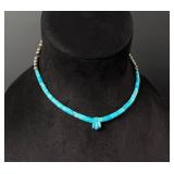Santo Domingo Pueblo Turquoise Jacla Necklace