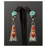 Wilton Niiha Zuni Sterling Silver Sunface Earrings