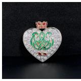 Carolee Rhinestone Costume Jewelry Heart Brooch