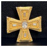 Carolee Rhinestone Costume Jewelry Cross Brooch