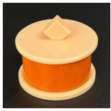 Art Deco Orange and Cream Bakelite Box