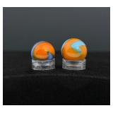 Pair of Alley Agate Seahorse Glass Marbles