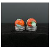Pair of Akro Agate Corkscrew Swirl Glass Marbles