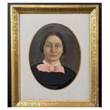 Painted Tintype Photo of Woman with Pink Color