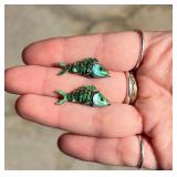 Chinese Sterling Silver Enamel Fish Earrings