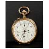 CL Guinand 14k Gold Case Chronograph Pocket Watch