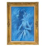 Harley Brown Nude in Blue Painting