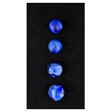 Set of Akro Agate Blue Swirl Glass Marbles