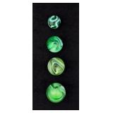 Set of Akro Agate Green Swirl Marbles
