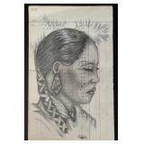 Gordon Henry Rocky Boy Cree Ledger Art Drawing