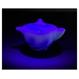 Akro Agate Blue White Marbleized Kids Sugar Bowl