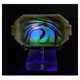 Akro Agate Uranium Glass Oxblood Swirl Ashtray