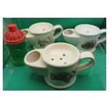 3x Wade Pottery Shaving Mugs + Aftershave