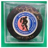 Bill Barber SIGNED Hall Of Fame Hockey Puck 1990