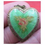 Antique Locket Gold Tone Enamel Designs Jewelry