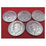 1970's USA Lot 5 Eisenhower One Dollar Coins