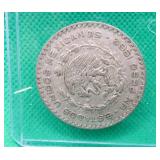 1962 SILVER Mexico Un Peso Coin