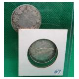1907 & 1967 50 Cent SILVER Canada Coins