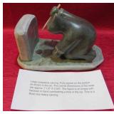 Large Soapstone Eskimo Carving Signed DUMU Art