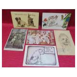 Early 1900s Lot 6 Dog Postcards Humor Greetings++