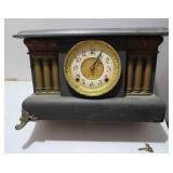 Antique Gilbert Mantle Clock Lions Heads OLD