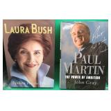 2x SIGNED Political Books Paul Martin Laura Bush
