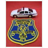 Police Lot Trenton NJ Patch & Diecast Car USA