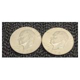 2) Eisenhower Dollars 1974 D & 1978 P