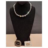 Vintage Shoe Clip, Scarf Slid, Crystal Necklace