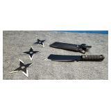 Ninja Throwing Stars and 7' Knife