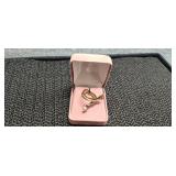 925, Copper & Brass Ring w/ Pink Stones Sz 7