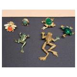 Various Frogs & Bee Pins/Brooches