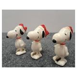 3) Vintage Wind-Up Snoopy Santa's