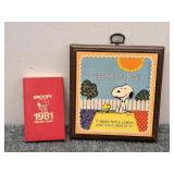 Vintage Snoopy Diary and Keep Smiling Sign