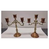 12' Tall Vintage Brass & Copper Candle Holders