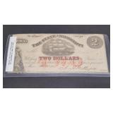1864 State of Mississippi Two Dollar Note