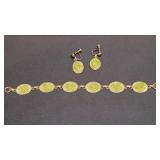 6 Oval Light Green Peridot Bracelet & Earrings
