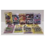 Nine 1:64-Scale Die-cast Nascars & Funny cars
