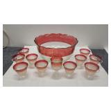 13' Round Punch Bowl & Glasses