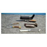 2) Pocket Knives, 2) Knives with Sheaths