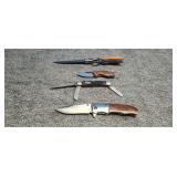 3) Pocket Knives, 1) Belt Knife