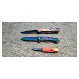 2) Belt Knives, 1) Pocket Knife
