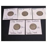 5) Indian Head/Buffalo Nickels 1916 - 1937