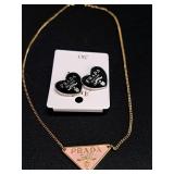 Faux Prada Necklace & Earrings  NO REFUNDS