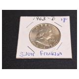 1963 D Silver Franklin Half Dollar  V/F