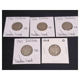 5) Indian Head/Buffalo Nickels 1917 - 1923