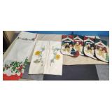 Round Table cloth, pillow covers, and Stockings