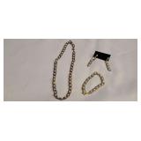 Faux Pearl Style Necklace, Bracelet & Earrings