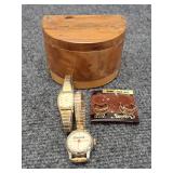 Small Jewelry Box w/Watches & Earings